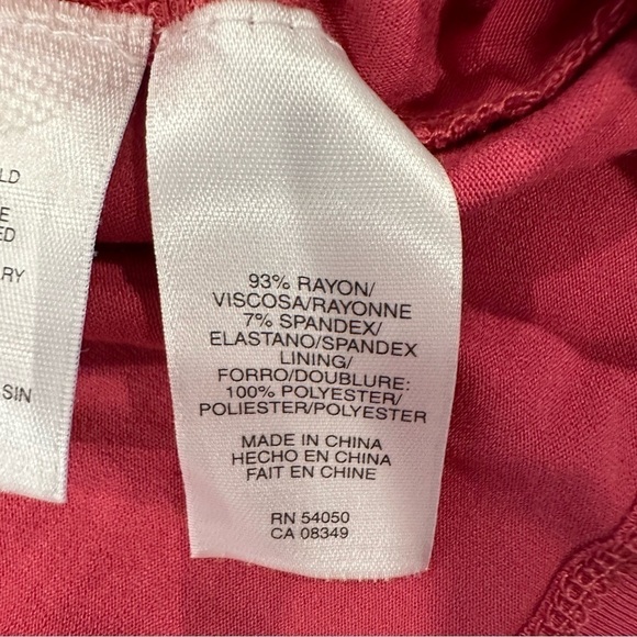 Anne Klein Blouse Womens Large Red Sleeveless Shirt Tank Ruffle Pattern Pleated - Picture 7 of 10